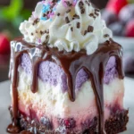 Layered Chocolate Berry Ice Cream Cake First Image