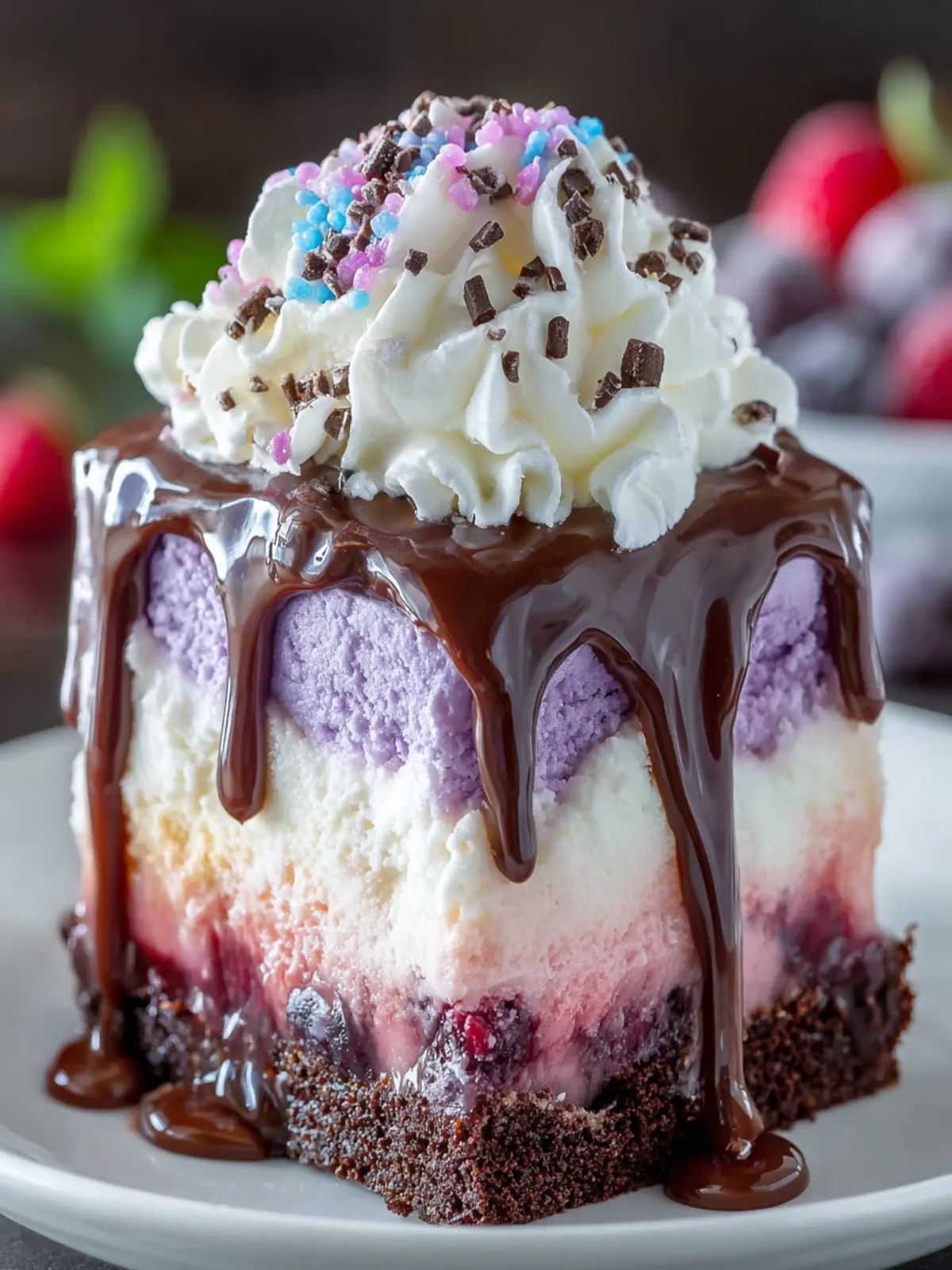 Layered Chocolate Berry Ice Cream Cake First Image