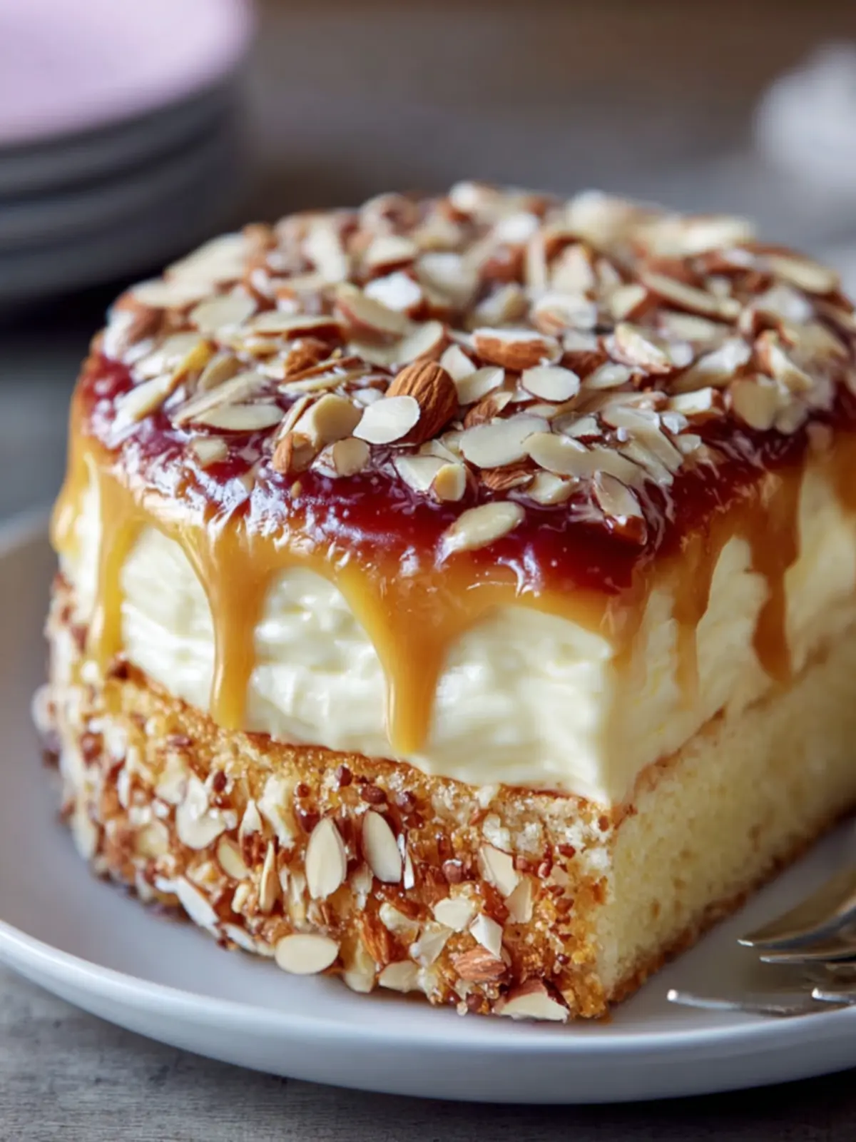 Caramel Almond Cream Cake First Image