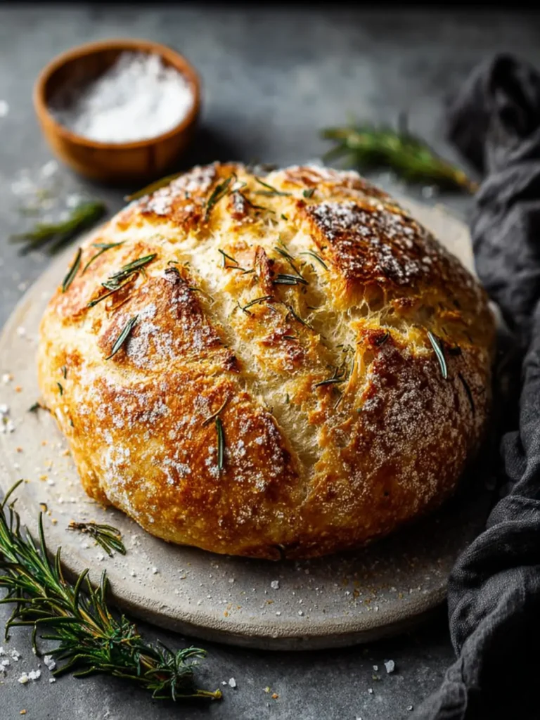 Easy No-Knead Rosemary Sea Salt Bread: A Foolproof Artisan Loaf Anyone Can Bake at Home First Image