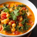 Tomato Coconut Curry Stew with Chickpeas & Kale First Image