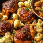 Irresistible Sheet Pan Honey Garlic Baked Chicken & Cauliflower First Image