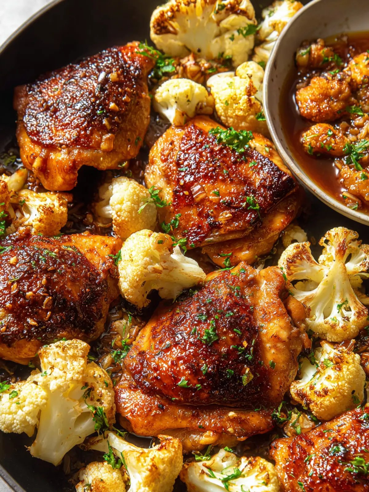 Irresistible Sheet Pan Honey Garlic Baked Chicken & Cauliflower First Image