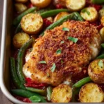 Healthy Chicken Parmesan with Roasted Veggies First Image