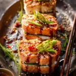 Easy Spicy Salmon Sushi Stacks. First Image