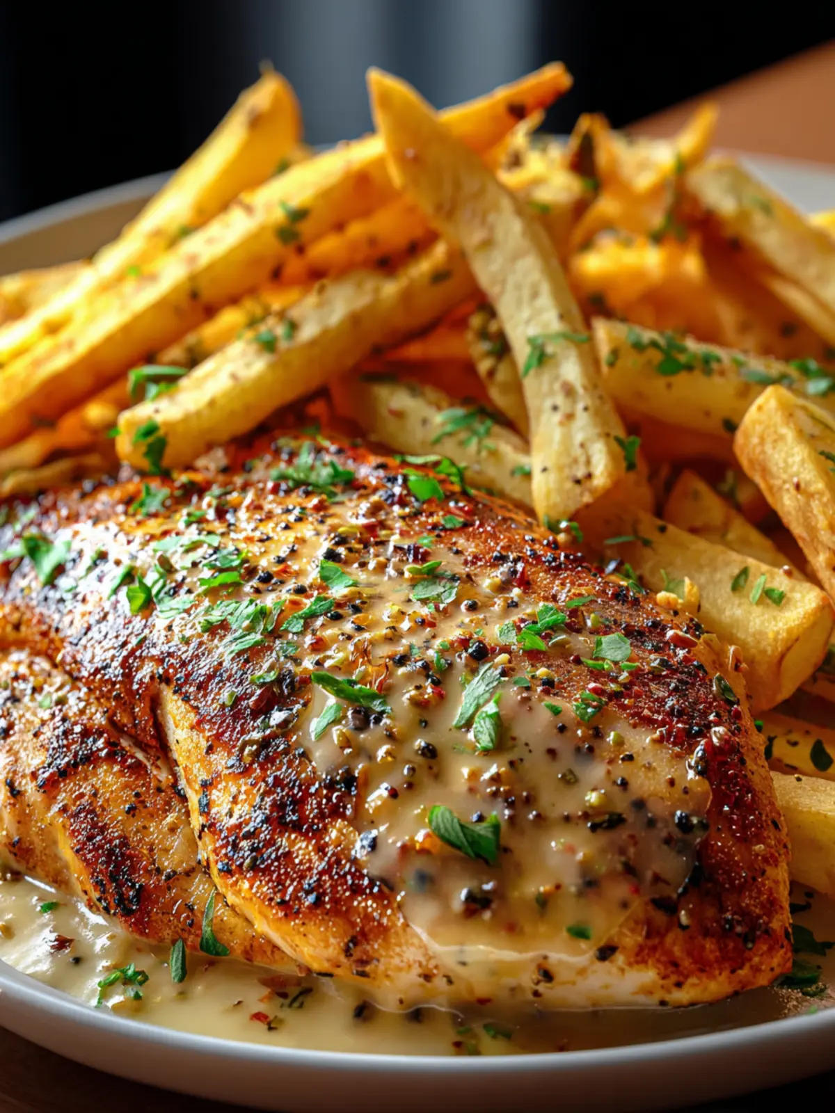 Irresistible Chicken Fillet with Garlic Parmesan Sauce & Fries First Image