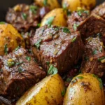 slow cooker garlic butter beef potatoes First Image